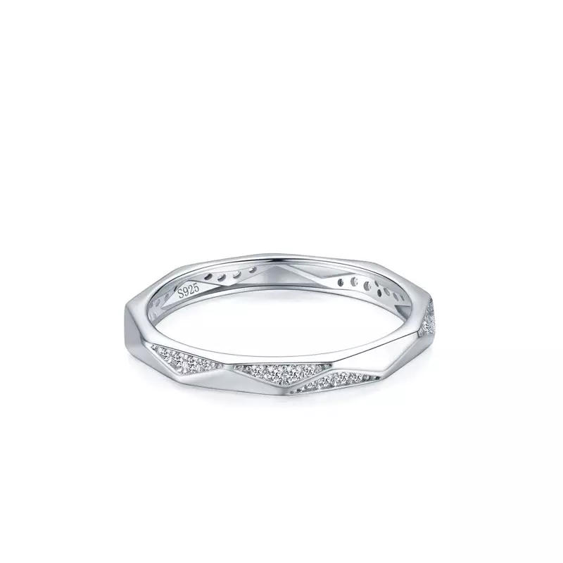 S925 خاتم فضة إسترليني للنساء ، عصري ومتعدد الاستخدامات ، ماس متخصص ، تصميم إنستغرام ، ثلاثي