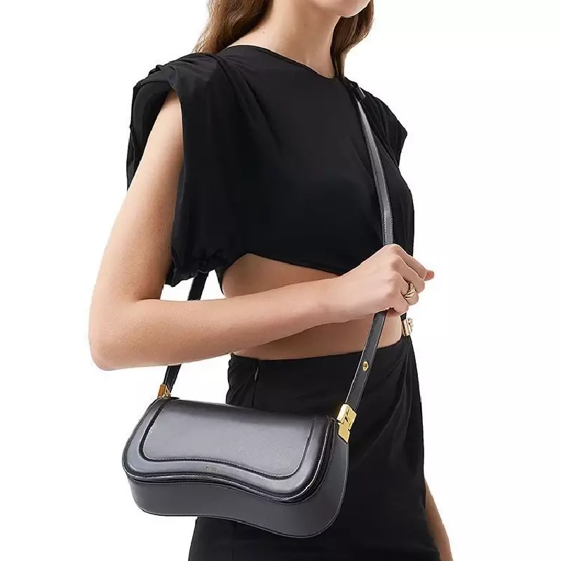 Tas tangan bermerek untuk wanita tas puding wanita kulit warna Solid tas selempang dapat disesuaikan tas wanita Retro Fashion musim gugur