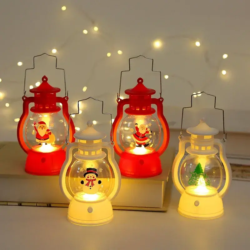 Luces electrónicas LED para decoración navideña, linternas de caballo, lámparas de aceite pequeñas portátiles, árbol de Navidad, decoración festiva de Santa, fiesta