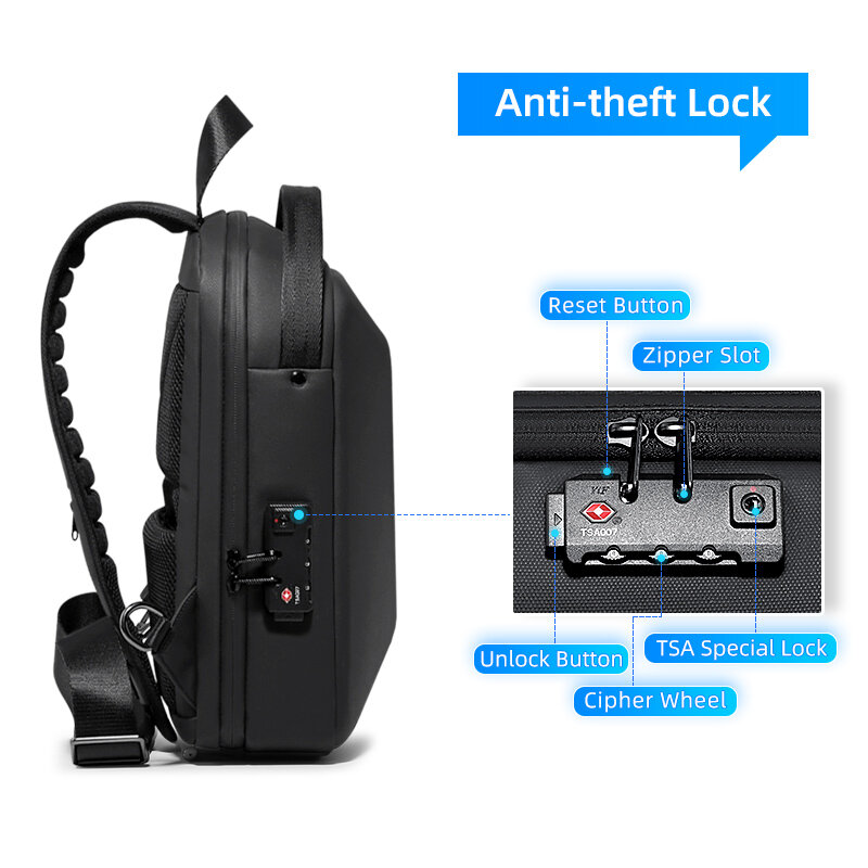 男性用盗難防止ショルダーバッグ,USB充電ポート付き防水バッグ,旅行に最適