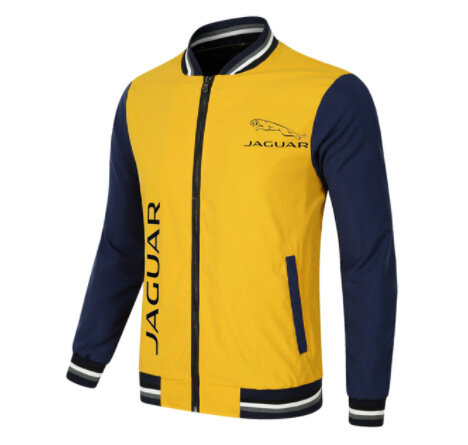 Новые мужские куртки для весны и осени, повседневные и свободные, с логотипом автомобиля Jaguar, спортивная Молния, бейсбольная куртка с цветной блокировкой