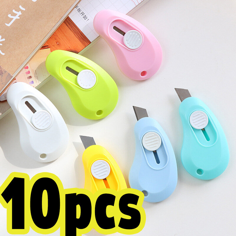10pcs Cute Mini Utility Knife Pocket Size Craft Packaging Box Paper Envelope Cutter Practical Letter Opener Student Art Supplies