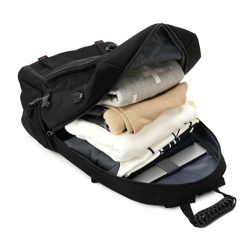 حقيبة ظهر للسفر بسعة كبيرة للرجال ، حقيبة ظهر لابتوب مقاومة للماء ، منفذ شحن USB ، حقيبة رحلات العمل مع مقصورة الأحذية