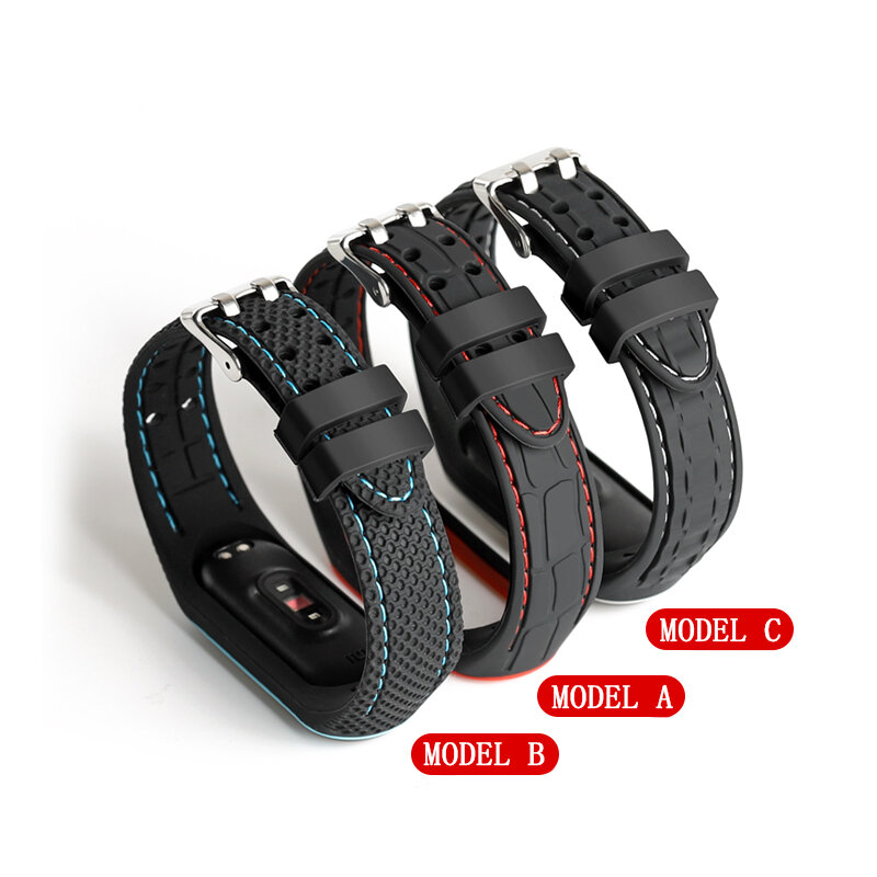 Tali silikon untuk Mi Band 7 6 5, tali silikon olahraga pengganti gelang jam tangan pintar Xiaomi mi Band 3 4 5 6 7