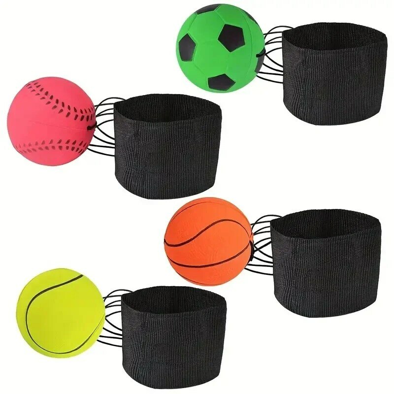 Pelota hinchable de goma con cuerda, juguete sólido de boomerang, pelota de reacción, tiempo de reposo, estrés, juguetes lanzados a mano, 6cm