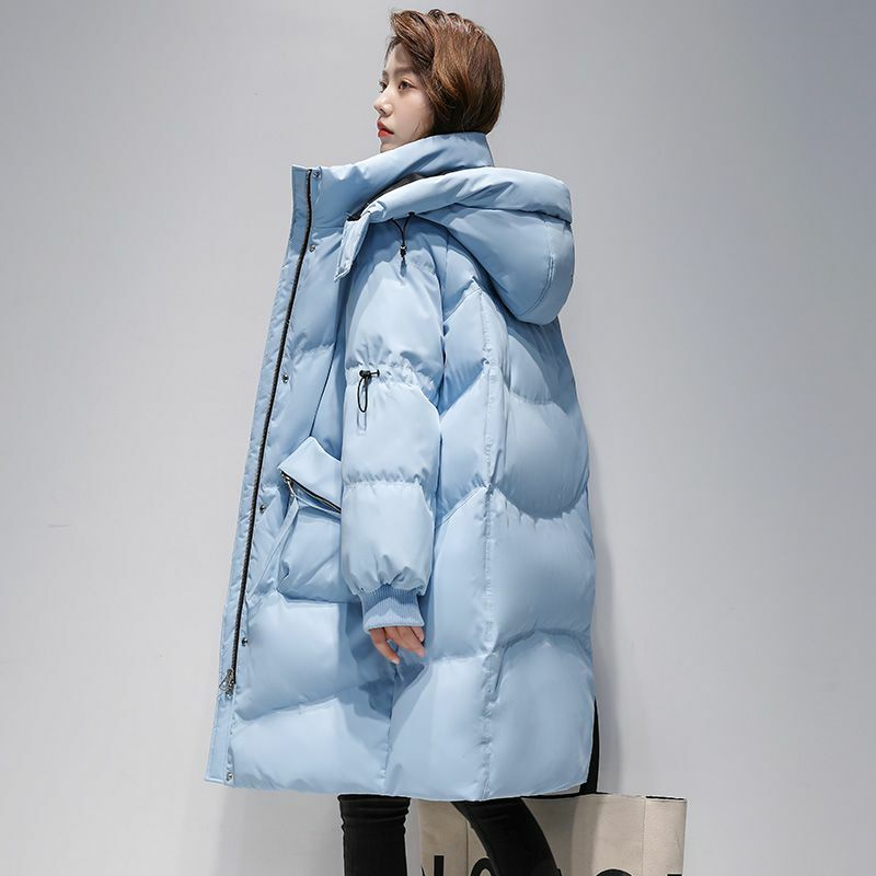 Chaqueta de plumón de pato con capucha para mujer, abrigo grueso y cálido con bolsillo, informal, con cremallera, color blanco, 90%
