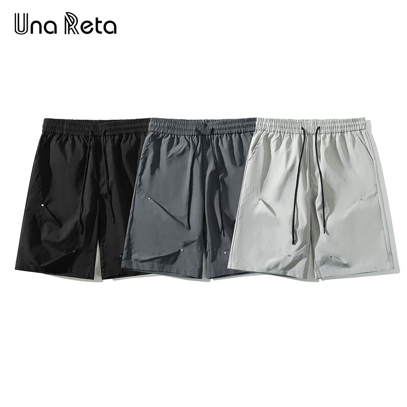 Una Reta Summer Men Shorts 2024 New Streetwear Hip Hop Fold Design Shorts Harajuku Plus Szie Couple Loose Shorts Streetwear