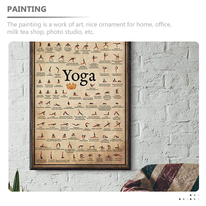 Yoga Poster Room Home Accessory Canvas Wall Vintage Vintage Decor Picture Household Posture Crafted Replaceable Vintage Vintage