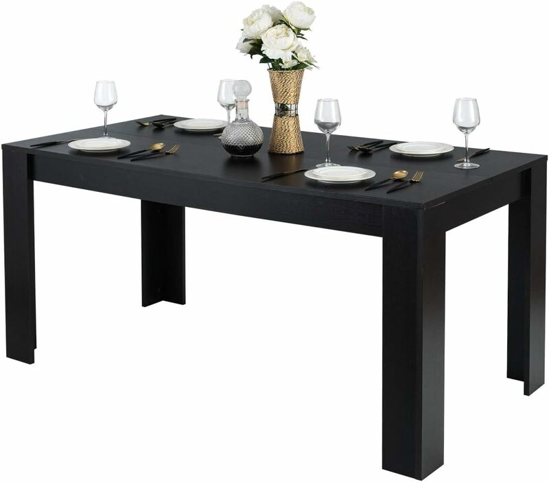 طاولة طعام مستطيلة من خشب Giantex لـ 6 ، طاولة مركزية للمنزل ، أثاث منزلي ، مطبخ ، 63 "L x" W x 30 "H ، كبيرة