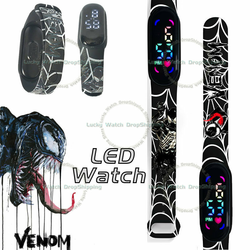 Disney Venom-relojes digitales para niños, figuras de acción de dibujos animados, Anime, LED, táctil, electrónico, resistente al agua, regalos de cumpleaños