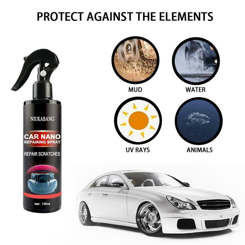 Spray de caractéristique de réparation de voiture, produit de détail, agent de revêtement de rayures, livre de voiture, manteau en céramique brillant pour auto, 120ml