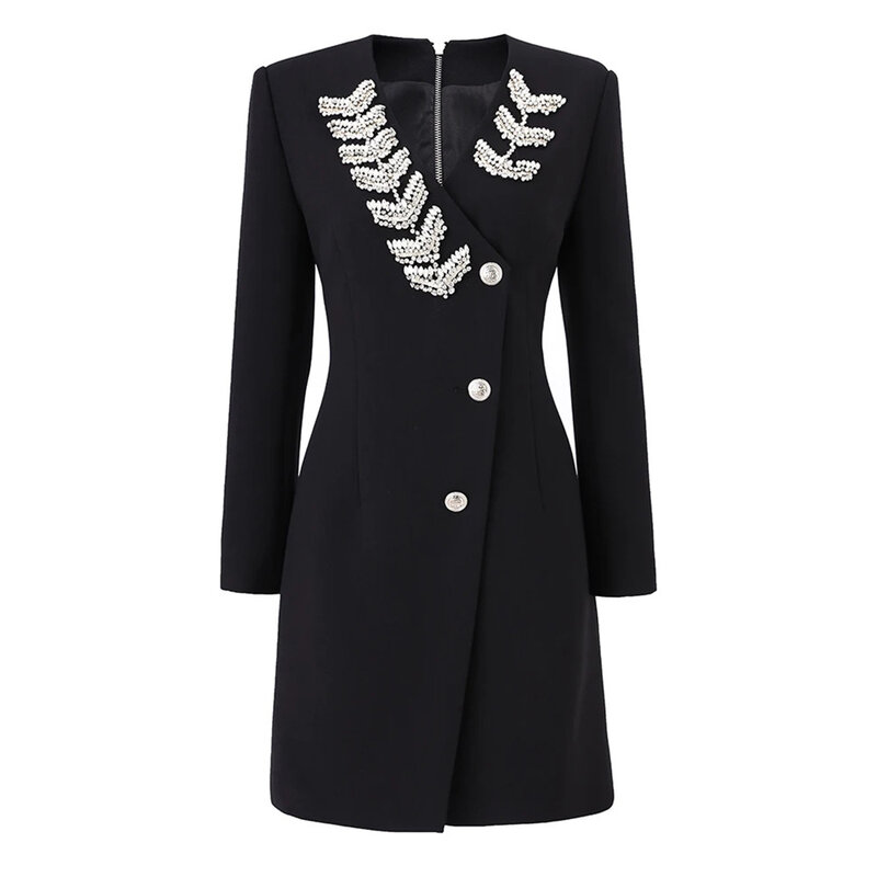 CitroBlack-Costume Blazer pour Femme, Veste de Bureau, Tenue de Travail, Manteau à la Mode, Robe de Bal, Printemps, 1 Pièce