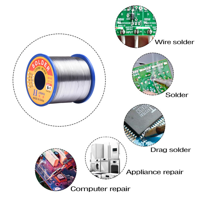 500g 0.5mm 0.8mm 1.0mm 2.0mm 60% Tin Rosin Core Solder Wire for Electrical repair, IC repair