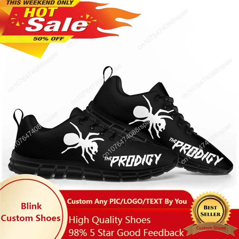 The Prodigy รองเท้ากีฬาวงร็อคผู้ชายผู้หญิงวัยรุ่นเด็กรองเท้าผ้าใบลำลองที่มีคุณภาพสูงรองเท้าคู่รักสีดำ