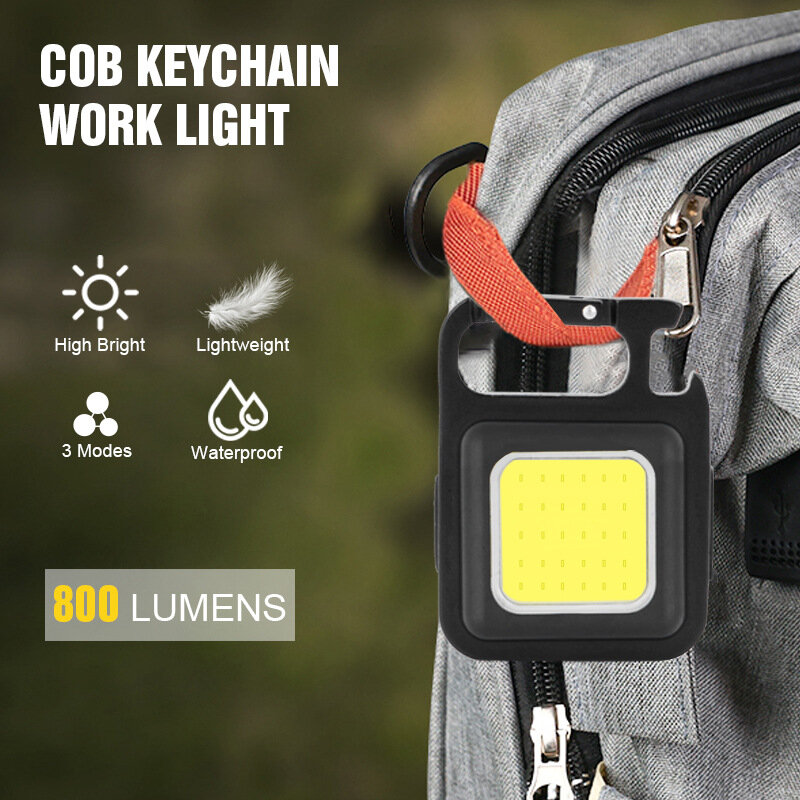 LED Keychain Flashlights Mini LED Keychain Lights Portable Pocket-sized COB Work Light Outdoor Camping Light USB Torch