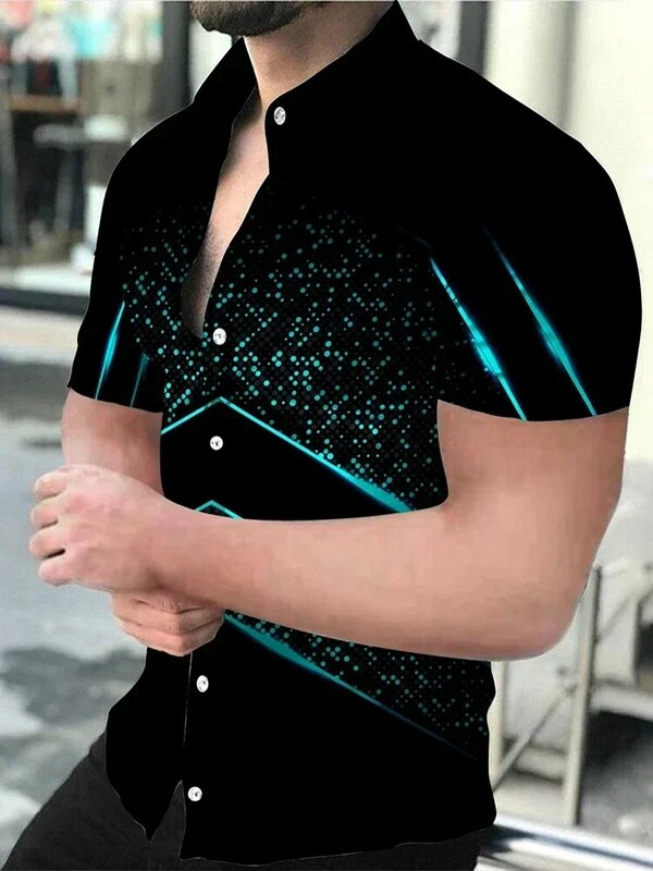 Camisa de lujo con botones impresos en 3d para hombre, blusa de gran tamaño a la moda, camisa de solapa, Camisas de playa, ropa informal