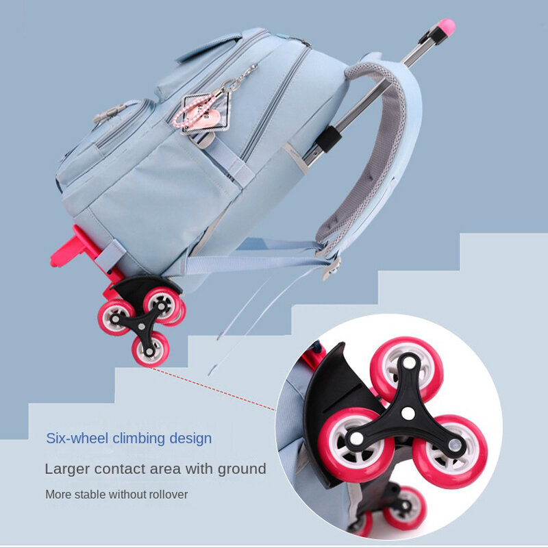 Mochila escolar con ruedas para adolescentes y niñas, bolsa de viaje con ruedas
