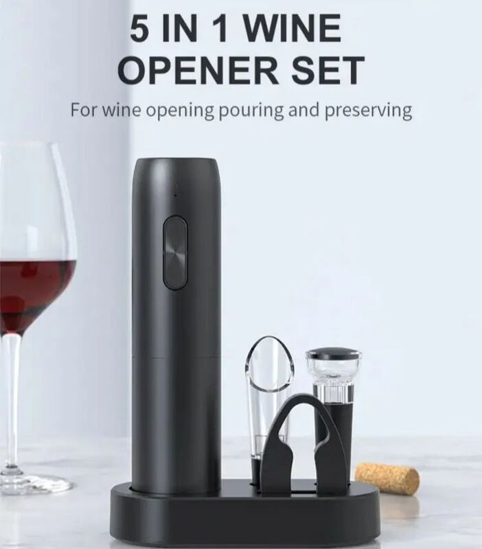 ที่เปิดไวน์แดงแบบไฟฟ้าที่เปิดจุกไวน์อัตโนมัติสำหรับเครื่องตัดฟอยล์ไวน์แดงอุปกรณ์ในครัวที่เปิดขวด