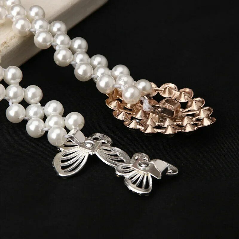 Elegante Schleifen gürtel mit Kunst perlen und Strass steinen-elastischer Bund für Kleider und Gürtel Damen bekleidungs zubehör