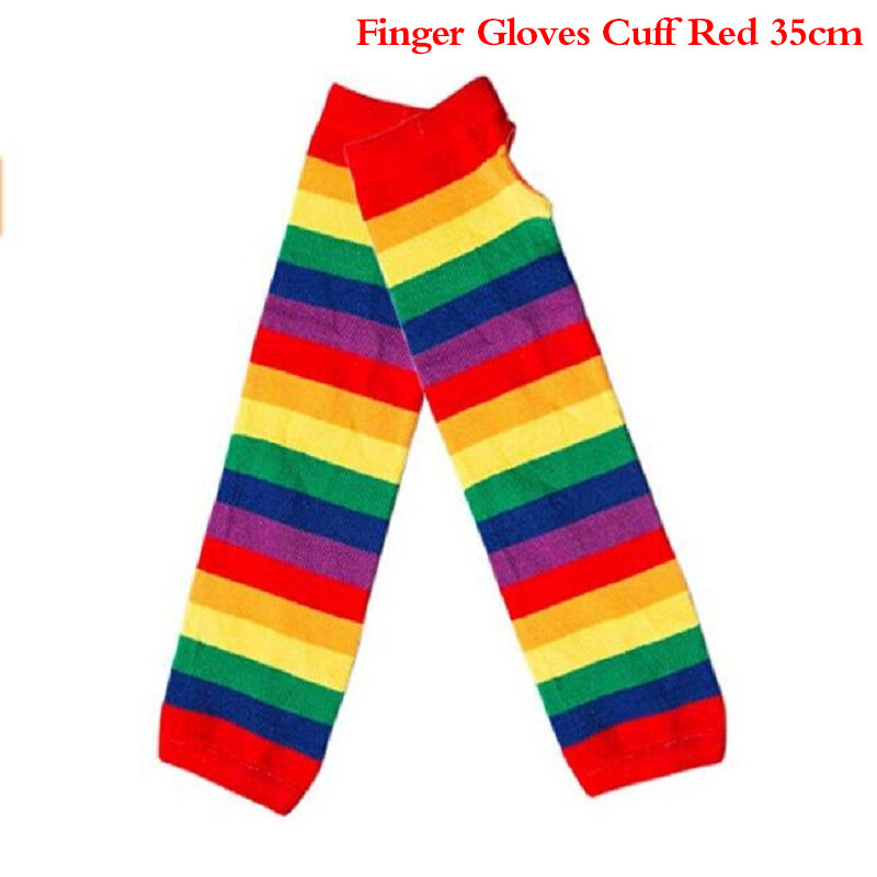 Colorful Rainbow Gloves Stocking Cute Thigh Knee Sock Dance Socks Striped Arm Warmer Gloves Christmas Gift Women Cosplay Costume