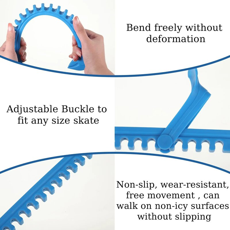 2x Blue Skating Experience With Easy-to Skate Blade Covers Adjustable Buckle Adjustable Skate Guards