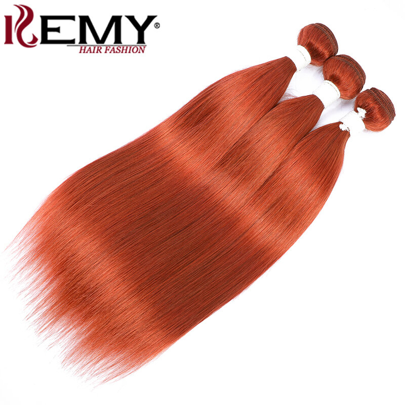 Steil Haar Bundels Met Sluiting Gember Oranje Kleur 100% Menselijk Haar Weven Bundels Met Sluiting Braziliaanse Remy Hair Extension