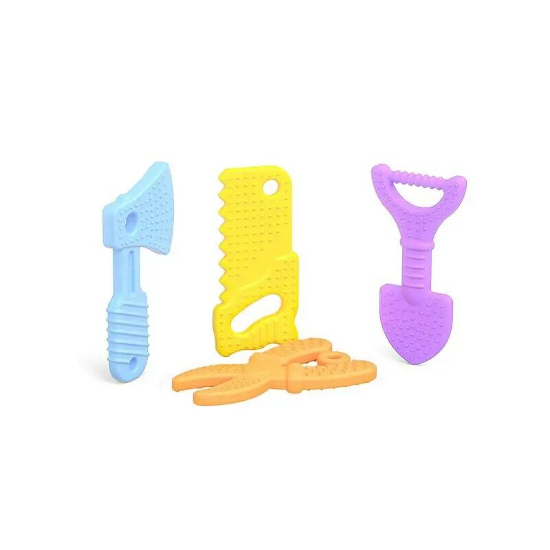 Silicone dentição brinquedos para crianças, mordedor molar, brinquedo mastigar sensorial para bebês, gomas doridas, 4PCs