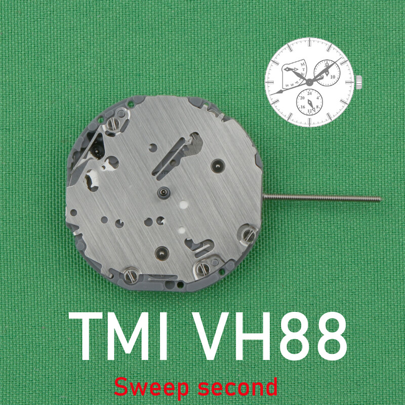 Tmi Vh88 Beweging Sweep Tweede Multi-Eye (Dag, Datum, 24 Uur) Japan Quartz Uurwerk Vh88b Bewegingkleine Handen Op 3/6/9