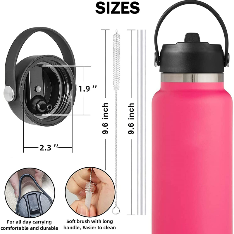 Lids with Straw Flex Straw Lid Fit for Hydro Flask Sport Water Bottle Flexible Handle Replacement Lid Straws Cap Top Accessories