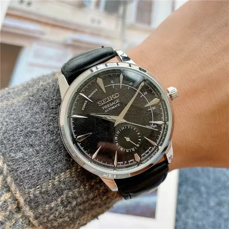 SEIKO reloj de cuarzo con esfera exquisita para hombre, reloj creativo de cuatro agujas, cuero fino y cómodo, multifuncional, alta calidad