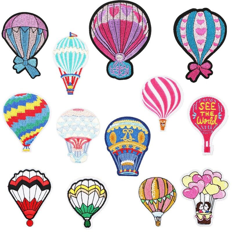 Hot Air Balloon Cartoon Embroider Badge Adhesive Patch DIY Fabric Label for Cloth Jeans Skirt Jacket Sew Heat Sticker Fast Iron