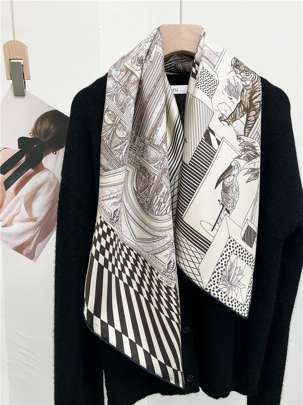 Brand Animal Design Women Heavy Silk Scarves Luxury Fashion Lady Double Side Print Silk Shawl