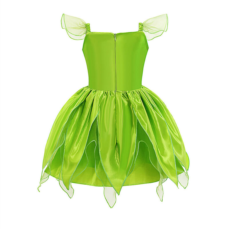 Disfraz de campana Tinker para fiesta, vestido de princesa de hadas para niñas, ropa de Navidad de una pieza, zapatos verdes para niños, ala