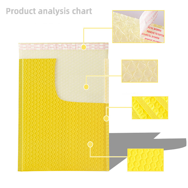 ถุงซองโฟมสีเหลือง50ชิ้นกล่องจดหมายแบบฟองปิดผนึกด้วยตัวเองซองจัดส่งสินค้าพร้อมแผ่นกันกระแทก