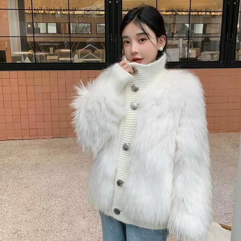 Jaket bulu palsu Turtleneck baru musim dingin wanita 2023 mantel longgar tebal hangat wanita mantel bulu Mink imitasi Korea wanita A565