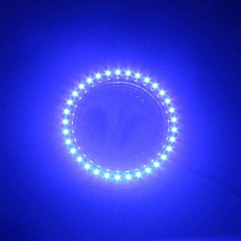 Lampu depan LED รถ2ชิ้น40มม. 60มม. 80มม. 90มม. 100มม. 120มม. 140มม. รัศมีดวงตานางฟ้า3528แหวนไฟสีขาว/สีฟ้า/สีเหลือง/สีเขียว/สีแดง