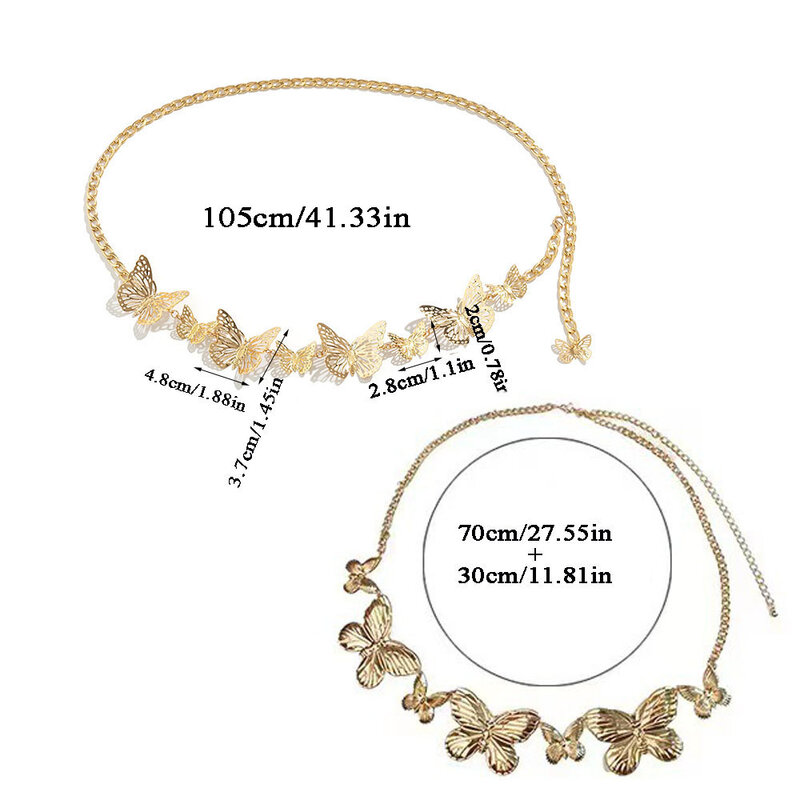 2023 Sexy Silver Gold Color Chain Women's Waist Chain Butterfly Stainless Steel Belly Chain Summer Beach Bikini Body Jewelry