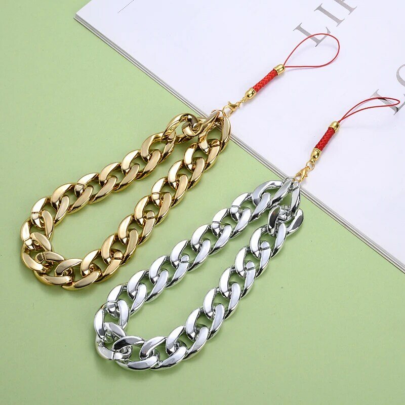 Metal Acrylic Mobile Phone Chain Gold Silver Fashion 1Pcs Anti-Lost Phone Lanyard Key Chain Hold Straps Jewelry Accessories
