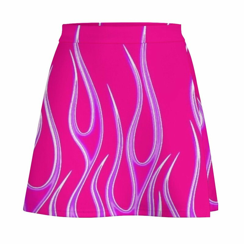 Мини-юбка женская короткая с розовым и фиолетовым пламенем, 2023