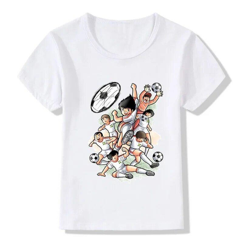 Anime Captain Tsubasa Le Petit Footballer Print Cartoon Kids T-shirt Summer Girls Clothes Baby Boys T shirt Children's Clothing