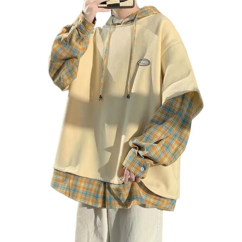 Camisa de primavera para hombre, Jersey suelto de manga larga, con cordón, transpirable, longitud media, otoño
