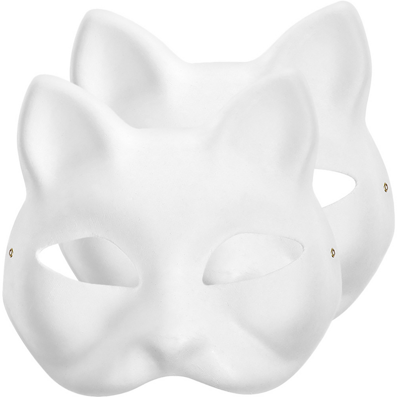 5/4/3/2ชิ้นหน้ากากแฟนซีกระดาษลูกบอลวันฮาโลวีนสีขาวแมว DIY สำหรับใบหน้า paintable คู่สัตว์