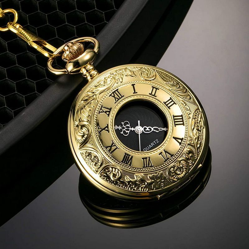 شي ينغ-ريترو الوجه قلادة ساعة جيب للرجال ، ساعة الكلمة الرومانية ، هدية الذكور الحنين ، الرجل العجوز شنقا ساعة