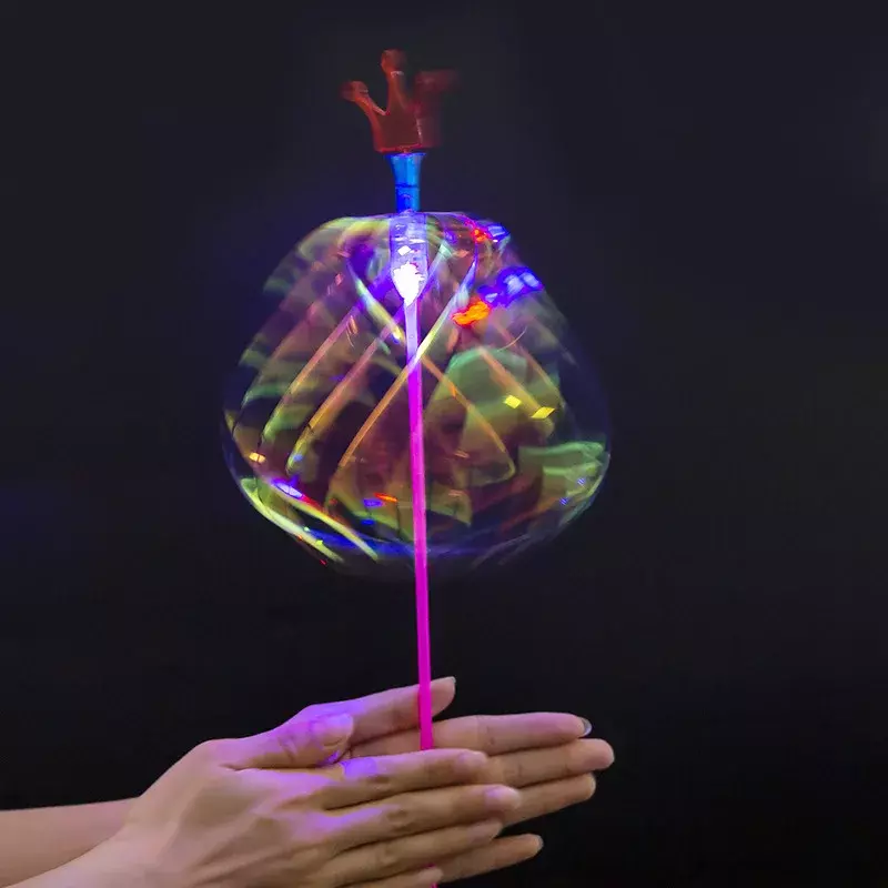 1 Stuks Regenboog Magic Stick Toverstaf Led Bubble Bloem Kleurrijke Glanzende Licht Toverstaf Stok Speelgoed Speciale Zaklamp Kinderen Lichtgevend Speelgoed