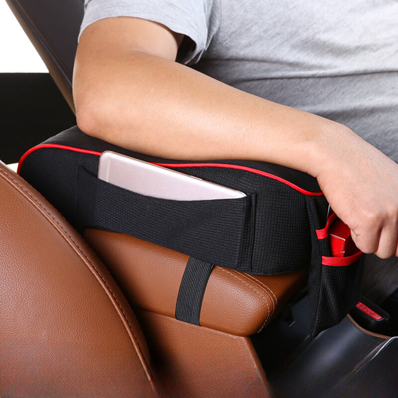 Almohadilla para Reposabrazos de coche, funda de almohada para asiento de consola Central, Universal, con bolsillo