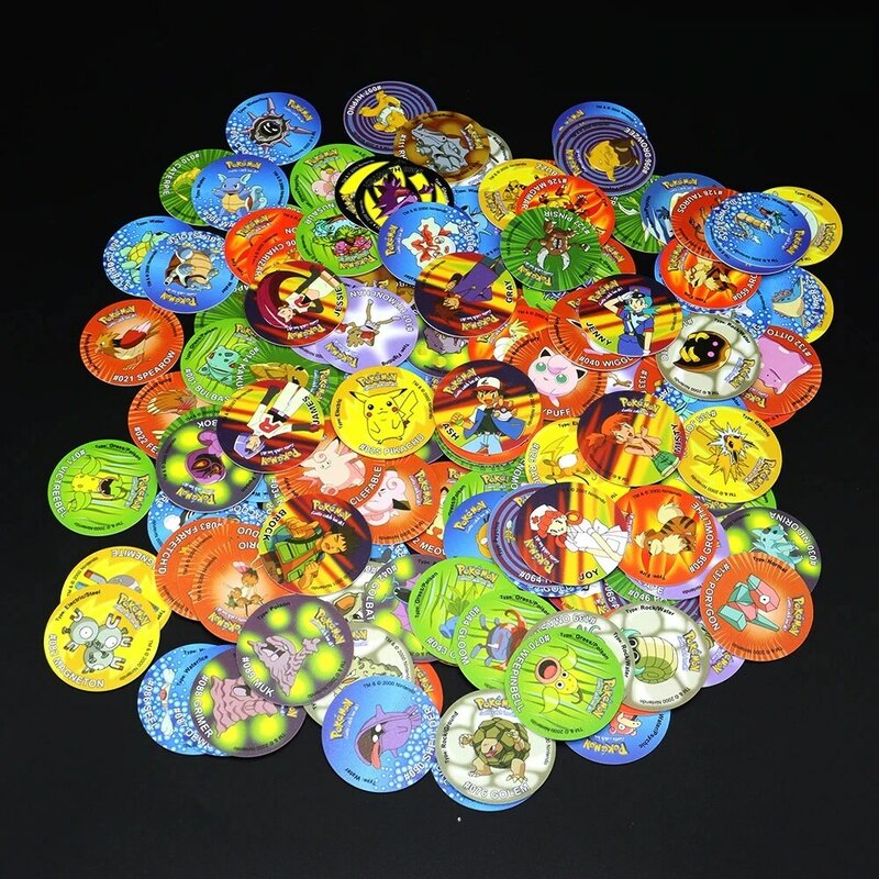 Cartes de collection Pokémon Tazos, 1, 2/3 génération, Pogs, 28 à 160 pièces, cartes rondes, entraîneur d'album, Pogs, Cheetos, Chipitaps Taps