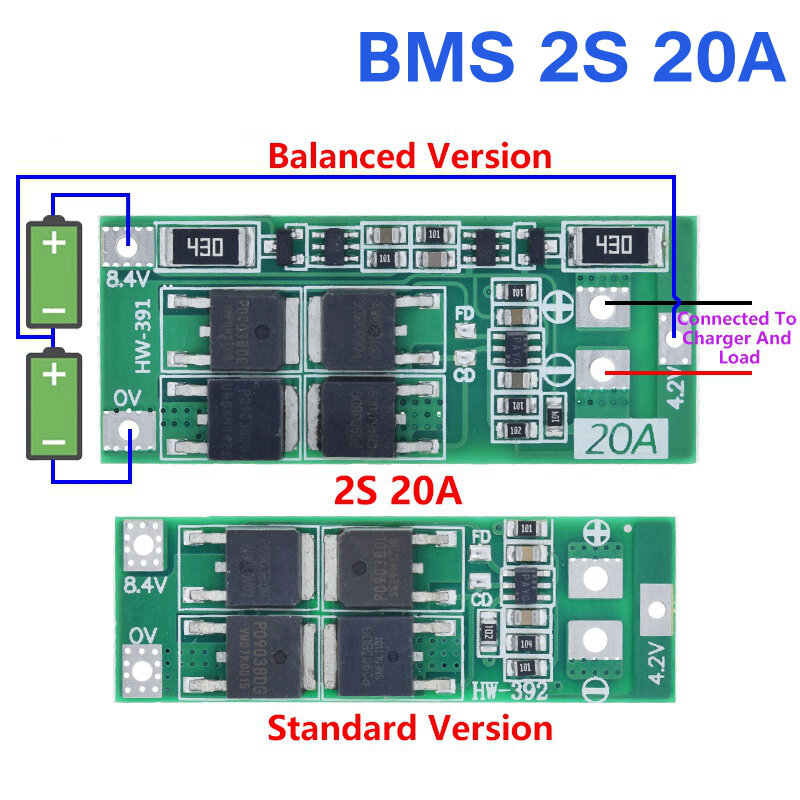 Placa de protección de batería de litio TZT 2S 20A 7,4 V 8,4 V 18650, placa BMS estándar, equilibrio para bricolaje
