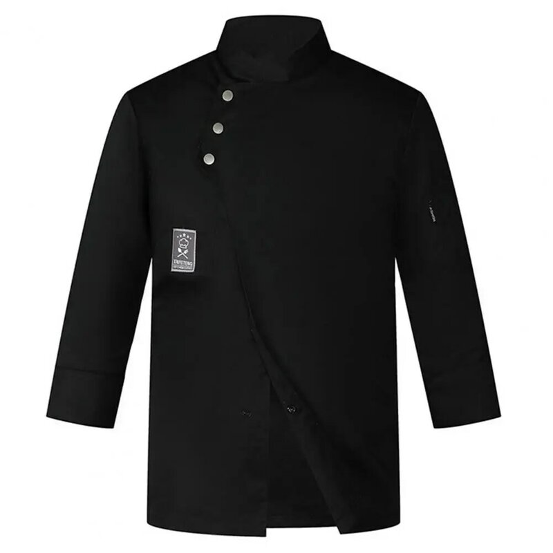 Stand Collar Chef Shirt para Homens e Mulheres, Uniforme impermeável profissional, Restaurante Vestuário, Cor sólida