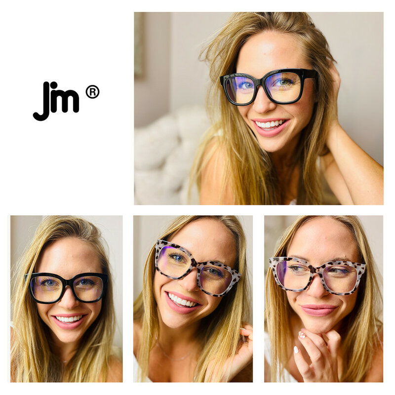 JM Kacamata Baca Kotak Lampu Anti Biru Wanita Engsel Musim Semi Kacamata Presbyopic Diopters 1 1.5 2 2.5 3 3.5 4.0