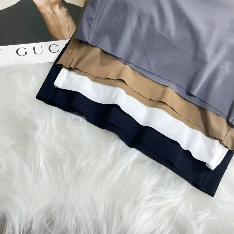 Camisola de seda sólida e gelo feminina, tops push-up com tubo macio casual, sexy com tudo que combina, verão